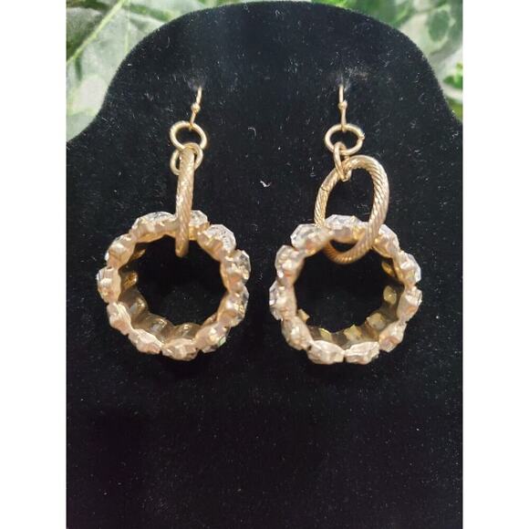 Traci Lynn Women's Gold Hoop with Crystal Rhinestone Earrings Set - Picture 3 of 7